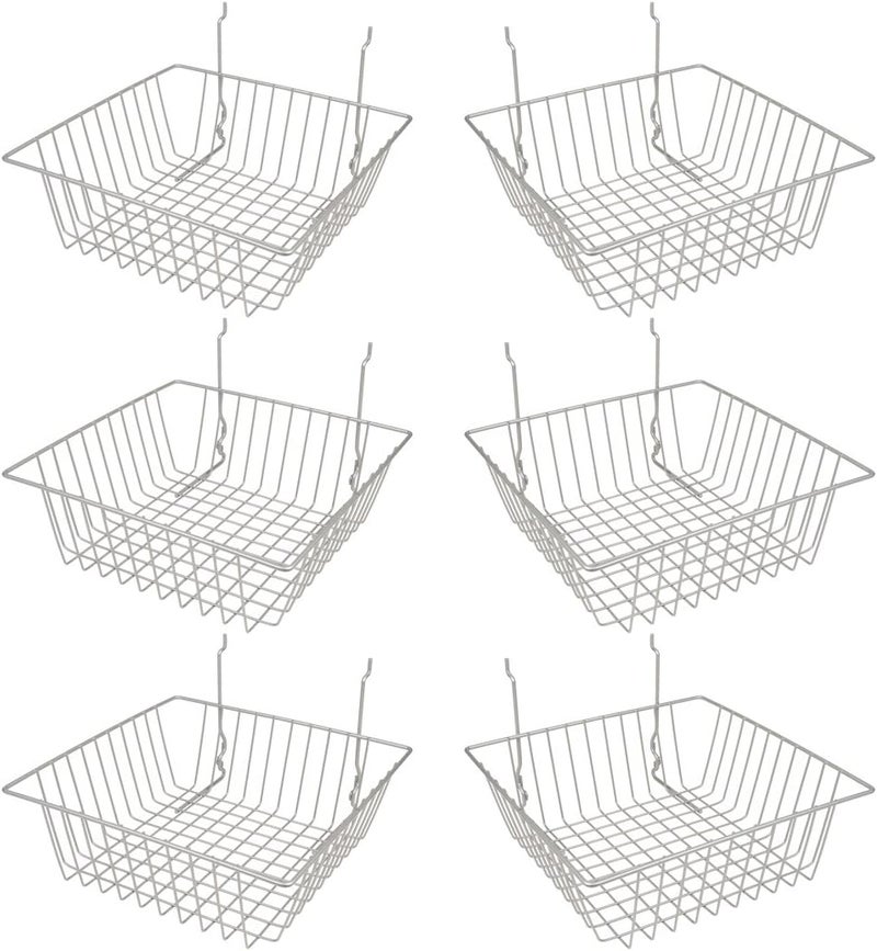 Econoco Multi Fit Epoxy Chrome Small Wire Basket for Slatwall, Grid of Pegboard, Commercial All Purpose Basket, (Pack of 6) - Image 1