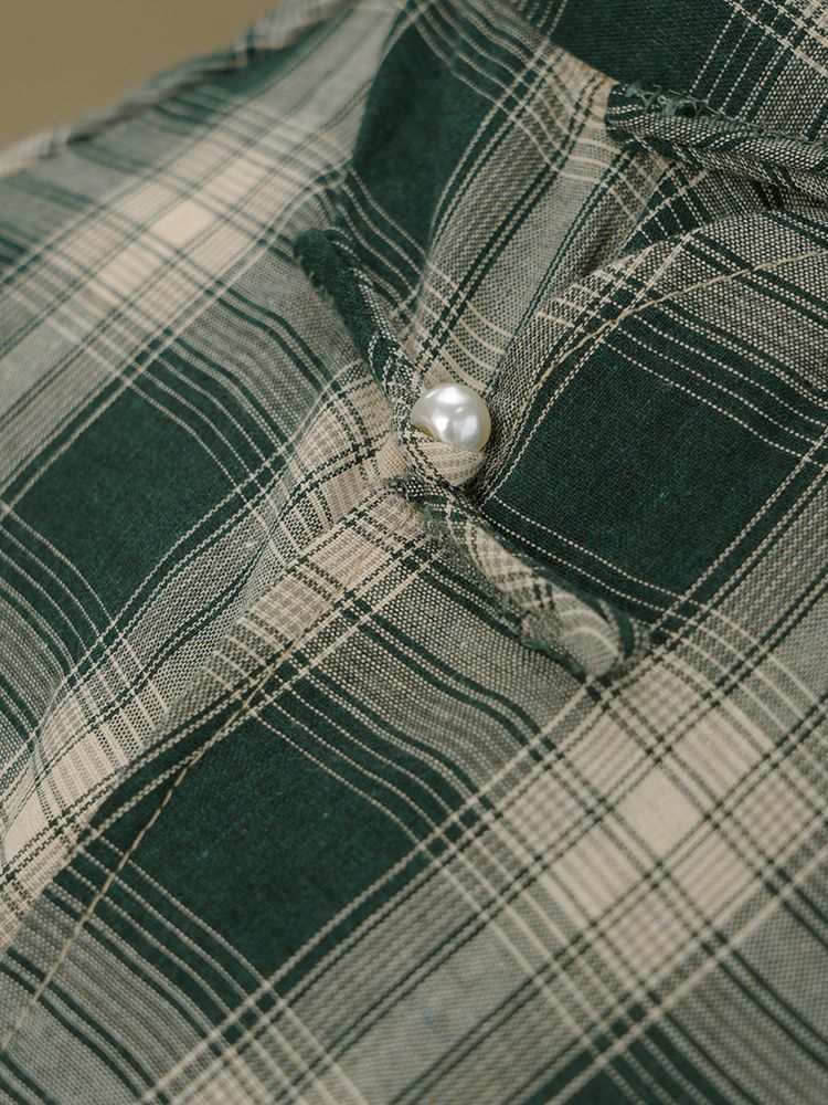 Plaid Cheongsam New Chinese Style Improved Young Girl Elegant Gentle Style Dress Daily Wear - Image 5