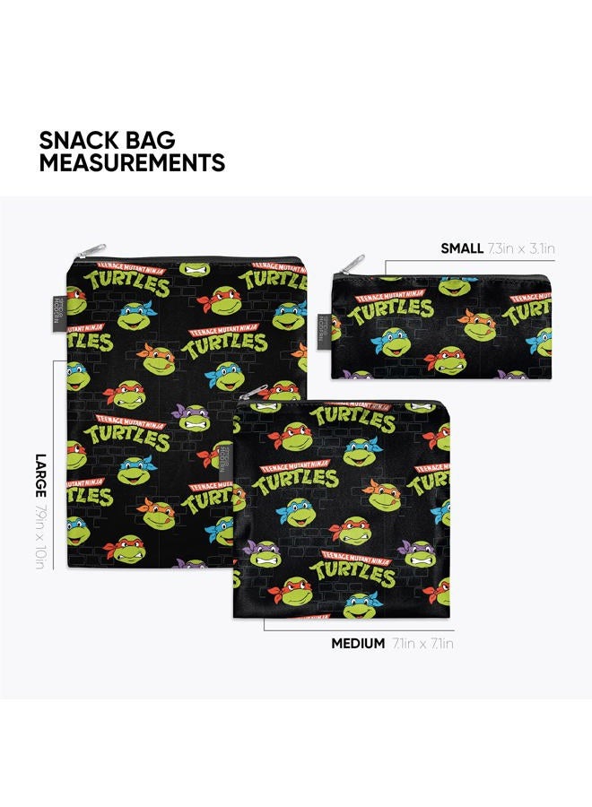 Simple Modern أكياس وجبات خفيفة قابلة لإعادة الاستخدام من نيكيلوديون فياكوم للأطفال | آمنة للطعام، خالية من BPA، خالية من الفثالات، سحاب بوليستر | قابلة للغسل وإعادة التعبئة | مجموعة إيلي | 3 عبوات | اتحاد السلاحف النينجا TMNT - Image 2