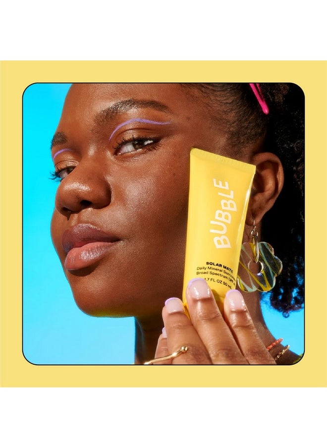 Bubble - Skincare Solar Mate Mineral Face Sunscreen Broad Spectrum Spf 40 - Zinc Oxide Sunscreen With Blue Light Protection & Ginseng Extract - Sheer, Lightweight Coverage With No White Cast (50Ml) - Image 1