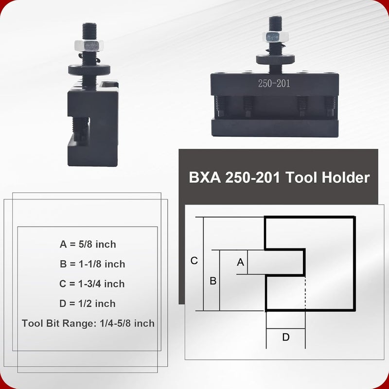 findmall BXA #1 حامل أداة تغيير سريع للتدوير والتسوية 250-201 مناسب للمخرطة - Image 2