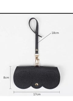 Golden Soft Leather Sunglasses Bag Eyeglass Case,Portable Slim Travel Sunglasses Pouch,Anti-Stress Sun Glasses Storage Bag with Lanyard,Glasses Protective Case,Spectacle Case(Khaki)  - Image 2