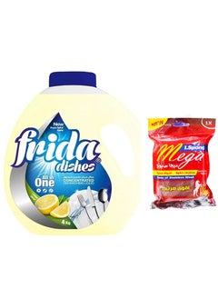 Frida Frida Dish Washing Lemon 4kg + Sponge Multi color  - Image 2