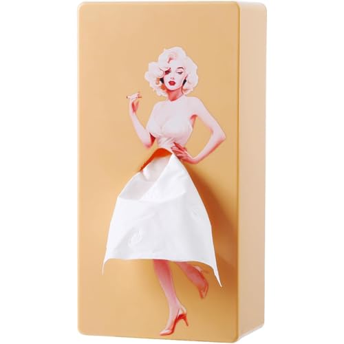 Manifish Lady Skirt Tissue Box Cover, Decorative ABS Rectangle Tissue Holder for Facial Tissues, Fun Vintage Pop Art Bathroom Decor, Cute Tissue Dispenser Gift for Vanity, Nightstand, Office Desk - Image 1