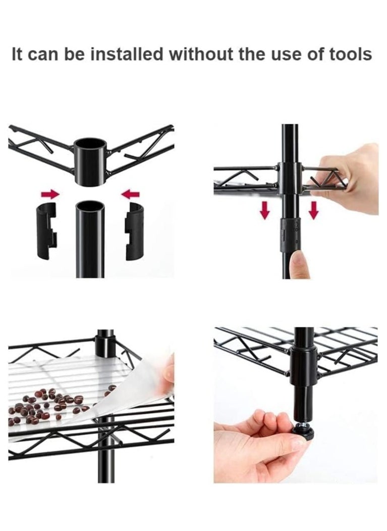BLOOMING TIME - 4-Tier Narrow Metal Wire Shelving Rack - Adjustable Steel Storage Shelves, Organizer for Kitchen, Pantry, Laundry, Office - Image 1