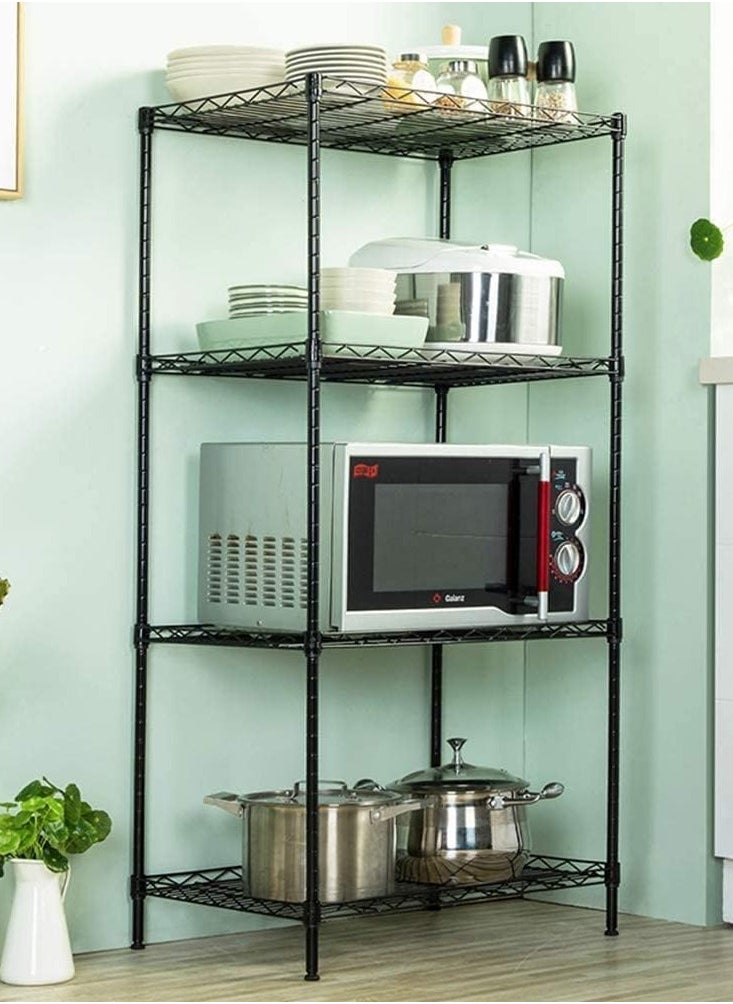 BLOOMING TIME - 4-Tier Narrow Metal Wire Shelving Rack - Adjustable Steel Storage Shelves, Organizer for Kitchen, Pantry, Laundry, Office - Image 1