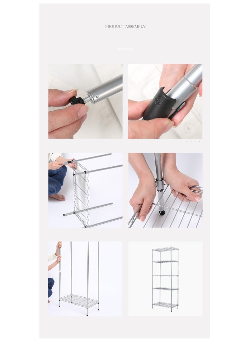 BLOOMING TIME - 4-Tier Narrow Metal Wire Shelving Rack - Adjustable Steel Storage Shelves, Organizer for Kitchen, Pantry, Laundry, Office - Image 1
