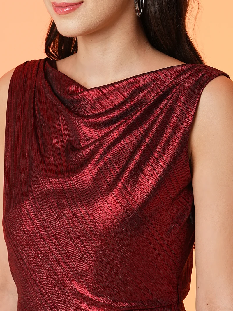 globus Women Shiny A Line Midi Party Dress