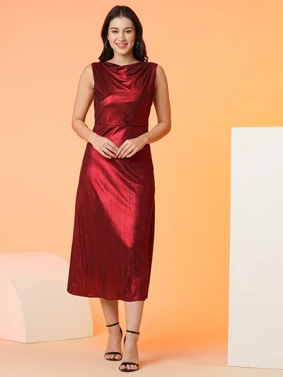 globus Globus Women Shiny A Line Midi Party Dress