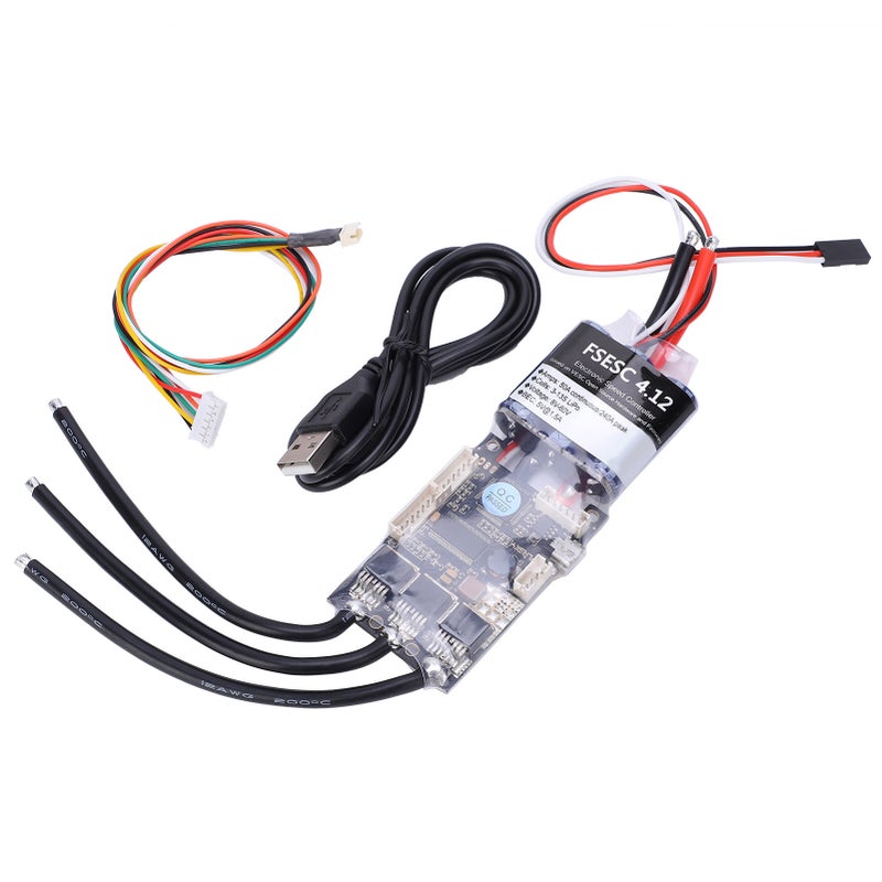 التحكم الإلكتروني في السرعة محرك واحد V4 ميني FSESC4.12 ESC بتيار عالي 50 أمبير مع أنوديزة الألومنيوم - Image 4