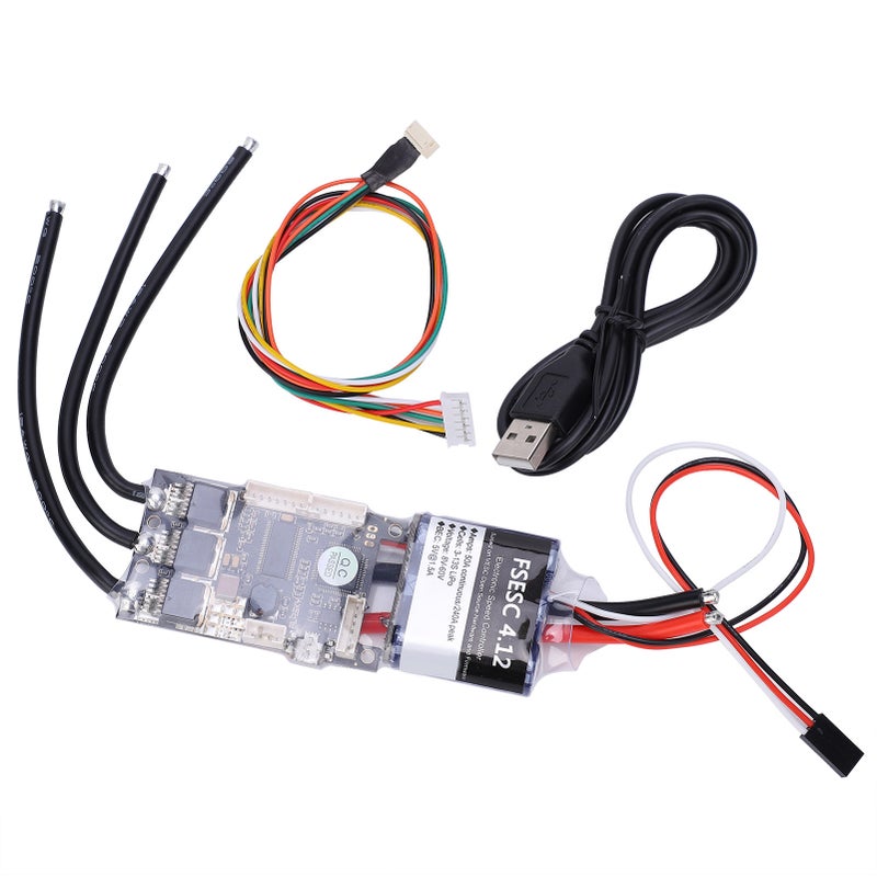 التحكم الإلكتروني في السرعة محرك واحد V4 ميني FSESC4.12 ESC بتيار عالي 50 أمبير مع أنوديزة الألومنيوم - Image 3