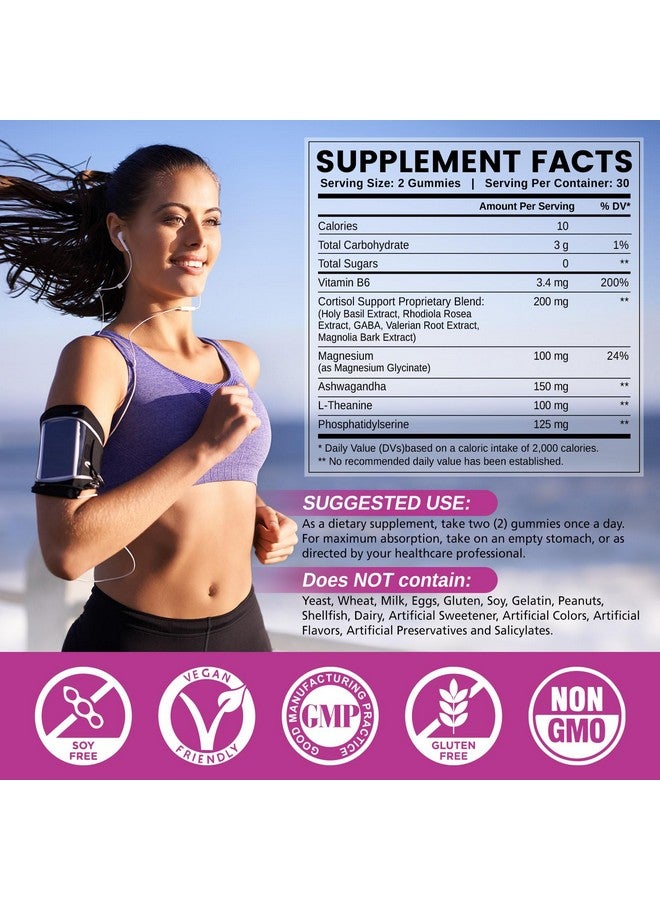 Hollegend مكملات هوليجيند للكورتيزول للنساء والرجال، جوميز الكورتيزول مع الأشواغاندا، المغنيسيوم، L-ثيانين، فوسفاتيديل سيرين، B6 لتنظيف الكورتيزول، الاسترخاء، النوم، التركيز، خالية من السكر، نباتية، 60 - Image 2