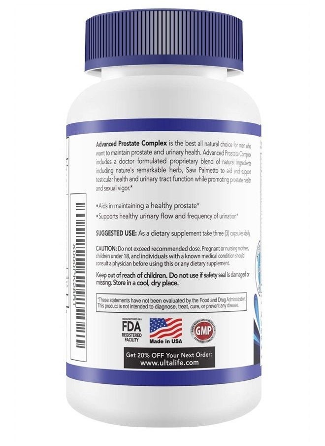 UltaLife - UltaLife Advanced Saw Palmetto Prostate Supplement For Men w/ Beta Sitosterol + #1 Rated Best Health Formula to Reduce Urge For Frequent Urination, DHT Blocker, Improve Sleep, Performance- 90 Capsules - Image 1