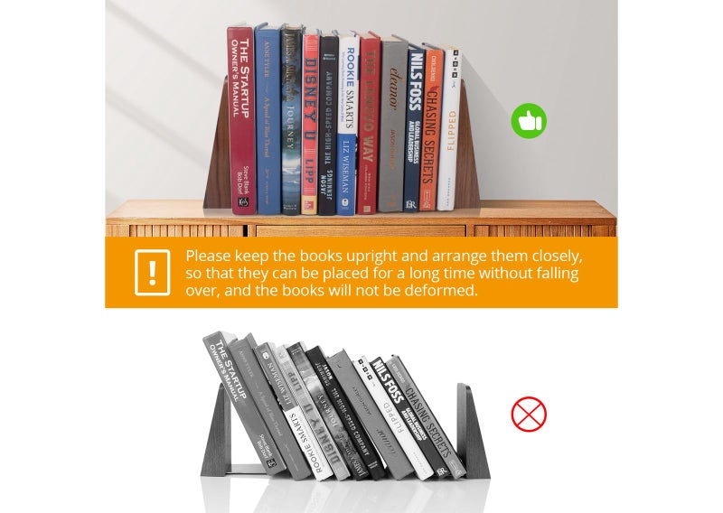 Drelifam Walnut Book Ends Heavy Duty Handmade Book Ends For Shelves Decorative Bookends To Hold Heavy Books (Black Walnut Wood Large) - Image 3