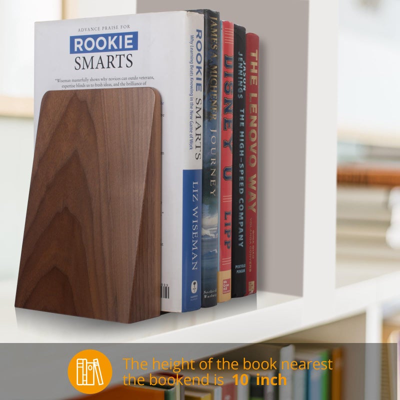 Drelifam Walnut Book Ends Heavy Duty Handmade Book Ends For Shelves Decorative Bookends To Hold Heavy Books (Black Walnut Wood Large) - Image 5