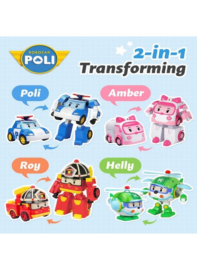 Robocar Poli Transforming Robot 4 Transformable Action Toy Figure Vehicles Police Emergency Vehicle Playset Holiday Birthday Rescue Car Toys Gift For Boys Girls Age 1 2 3 4 5  - Image 2