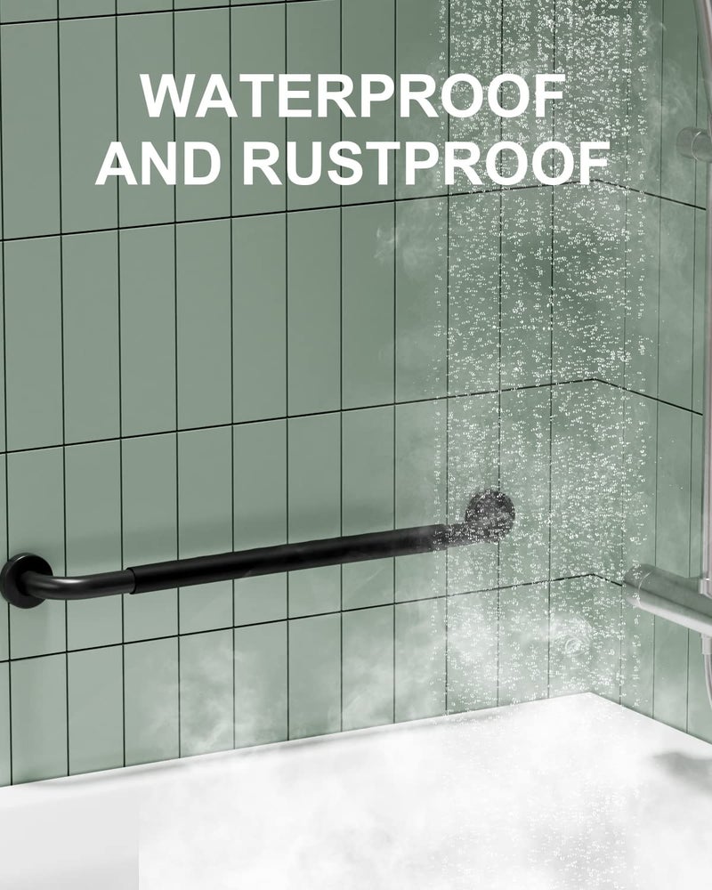 Munzong 24 Inch Black Shower Grab Bar w/Anti Slip Rubber Grip, Munzong 2 Pack Stainless Steel Bathroom Grab Bar, Bathroom Balance Bar,Safety Handrail Support,Handicap Injury Elderly Senior Assist Bath Handle - Image 5