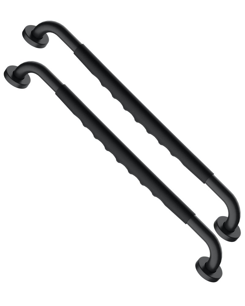 Munzong 24 Inch Black Shower Grab Bar w/Anti Slip Rubber Grip, Munzong 2 Pack Stainless Steel Bathroom Grab Bar, Bathroom Balance Bar,Safety Handrail Support,Handicap Injury Elderly Senior Assist Bath Handle - Image 1