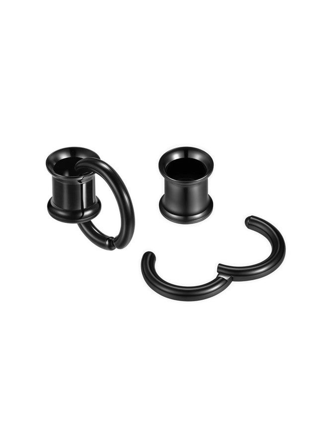 PiercingJ 1 Pair Ear Guages with Rings Ear Weight Plugs Tunnels Hypoallergenic Ear Expander Stretchers 316 Stainless Steel Hoop Earrings Piercing Body Jewelry 0G 00G 1/2" 9/16" (Black-0G(8mm)) - Image 3