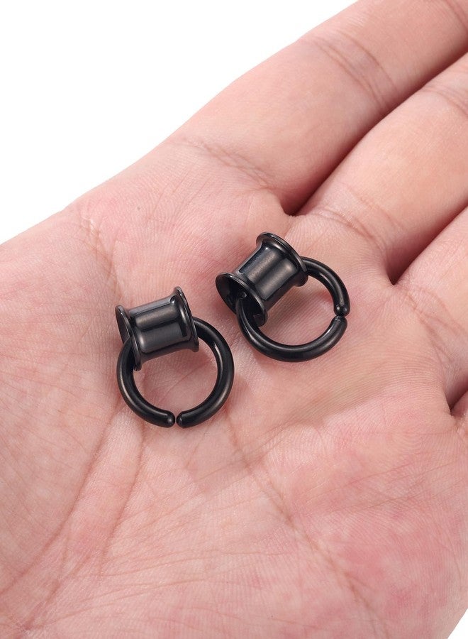 PiercingJ 1 Pair Ear Guages with Rings Ear Weight Plugs Tunnels Hypoallergenic Ear Expander Stretchers 316 Stainless Steel Hoop Earrings Piercing Body Jewelry 0G 00G 1/2" 9/16" (Black-0G(8mm)) - Image 5