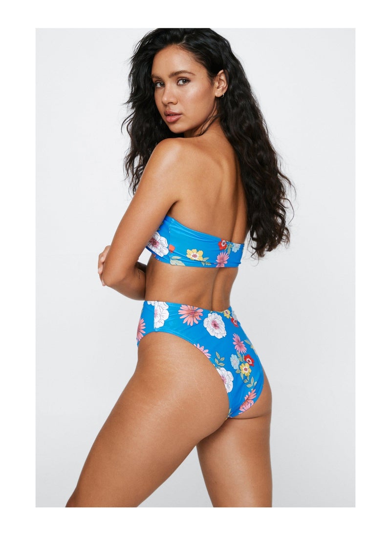 NASTY GAL - Recycled Floral Bandeau High Waisted Bikini Set - Image 1