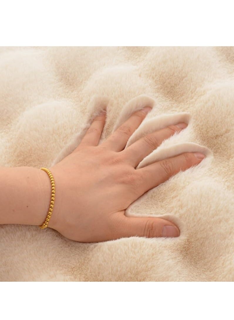 XiuWoo 90*150cm Ultra Soft Fluffy Rug Beige Faux Sheepskin Fur Area Rug Shaggy Couch Cover Seat Cushion Furry Carpet Beside Rugs for Bedroom Floor Sofa Living Room Runner, White  - Image 4