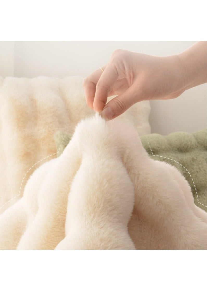 XiuWoo 90*150cm Ultra Soft Fluffy Rug Beige Faux Sheepskin Fur Area Rug Shaggy Couch Cover Seat Cushion Furry Carpet Beside Rugs for Bedroom Floor Sofa Living Room Runner, White  - Image 5