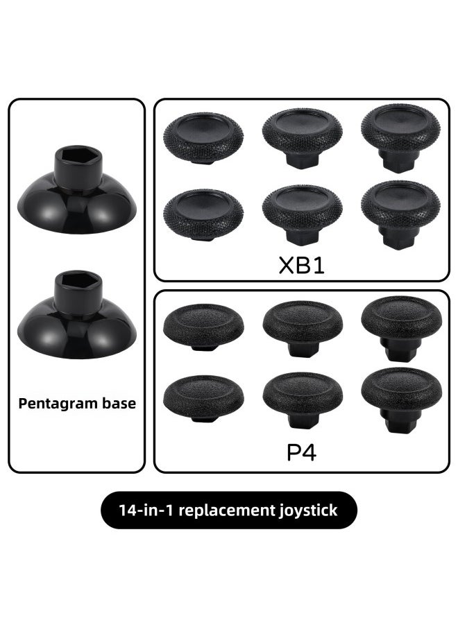Generic - [Source Manufacturer] PS5/PS4/XB1/handle 14-in-1 Suit Universal Swing Head Replacement Rocker Button Cap-Product Color:PS4/P5 Suit/14 In 1-Black/with Packaging - Image 1