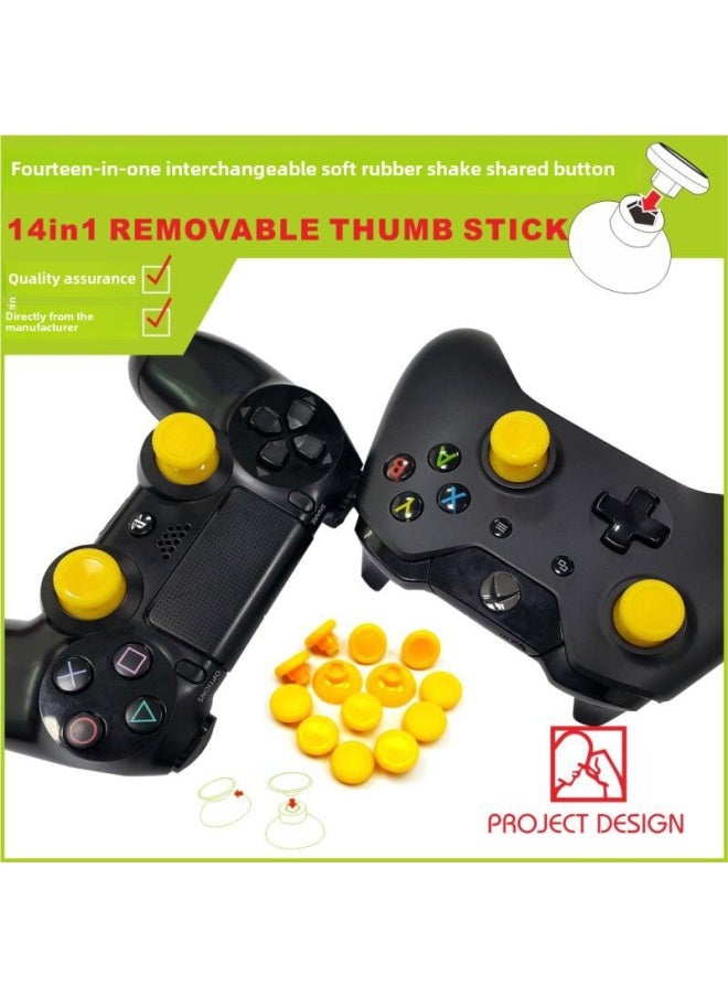 Generic - [Source Manufacturer] PS5/PS4/XB1/handle 14-in-1 Suit Universal Swing Head Replacement Rocker Button Cap-Product Color:PS4/P5 Suit/14 In 1-Black/with Packaging - Image 1