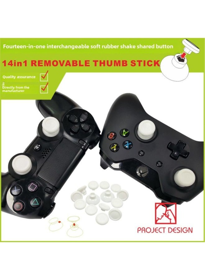 Generic - [Source Manufacturer] PS5/PS4/XB1/handle 14-in-1 Suit Universal Swing Head Replacement Rocker Button Cap-Product Color:PS4/P5 Suit/14 In 1-Black/with Packaging - Image 1