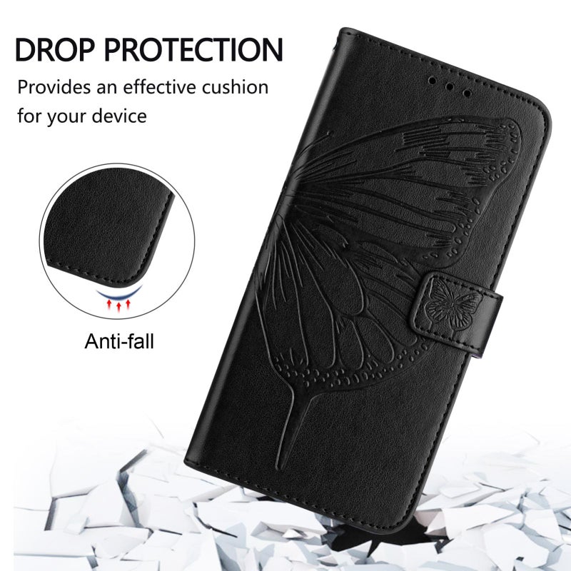 BURAQ Case Cover For vivo V50 Lite 5G Embossed Butterfly Leather Phone Case(Black) - Image 4