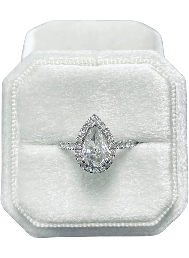 The Bros Engagement Ring Box Premium 1 Slot Square Octagon Wedding Ring Jewelry Box Vintage Jewelry Box for Engagement & Wedding Ceremony Ring Box for Jewelry Display & Storage (White)  - Image 1