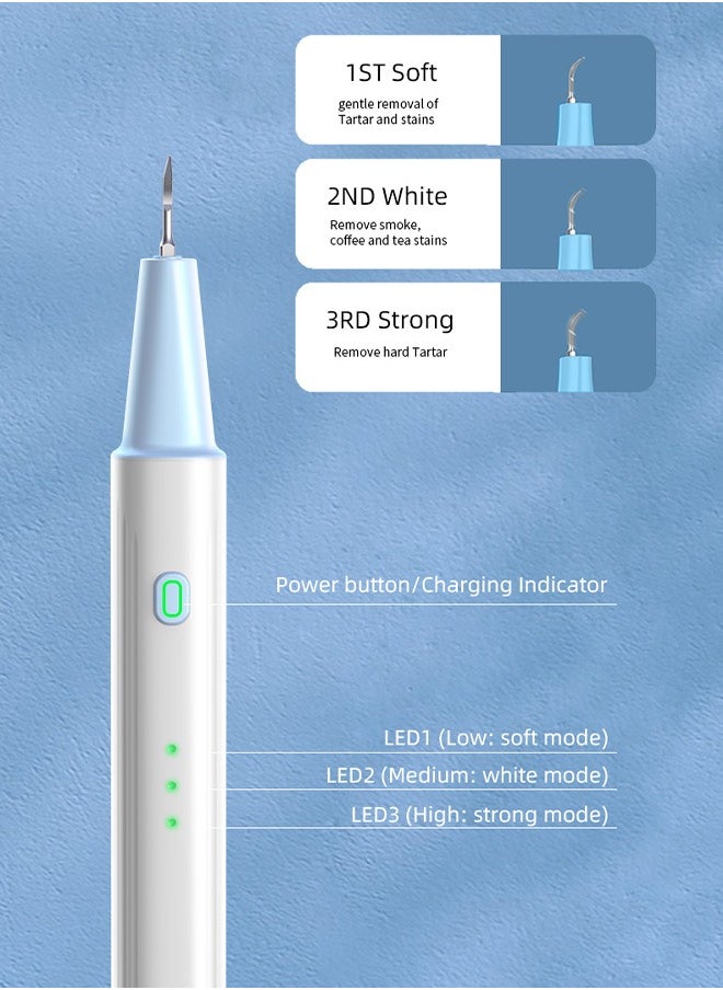 Generic - Electric Dental Calculus Remover with LED Light, Plaque Remover, Ultrasonic Vibration Scalers (Blue) - Image 1
