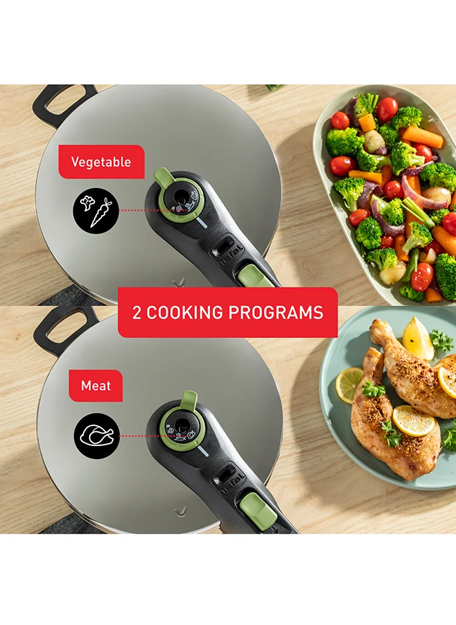 Tefal TEFAL Secure Trendy 6L+4L Pressure Cookers Set | Fast Cooking | Attractive Design | 2 Programs | Safe | Induction Compatible | 2 Years Warranty | P2584300