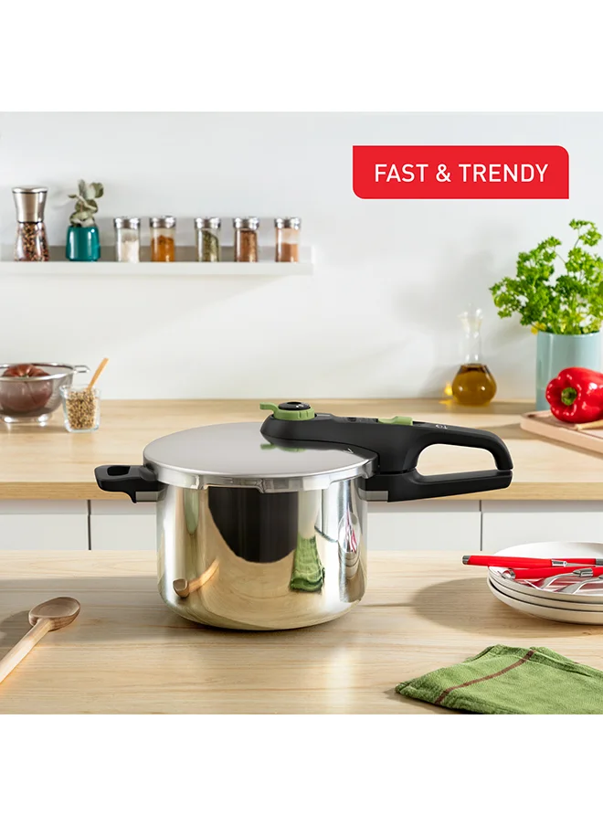 تيفال TEFAL Secure Trendy 6L+4L Pressure Cookers Set | Fast Cooking | Attractive Design | 2 Programs | Safe | Induction Compatible | 2 Years Warranty | P2584300