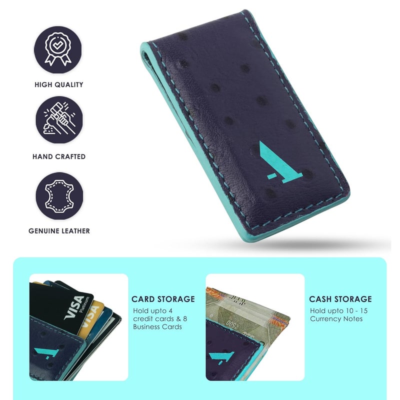 Adamis Slim Leather Money Clip and Card Holder for Men and Women W362 Purple - Image 4
