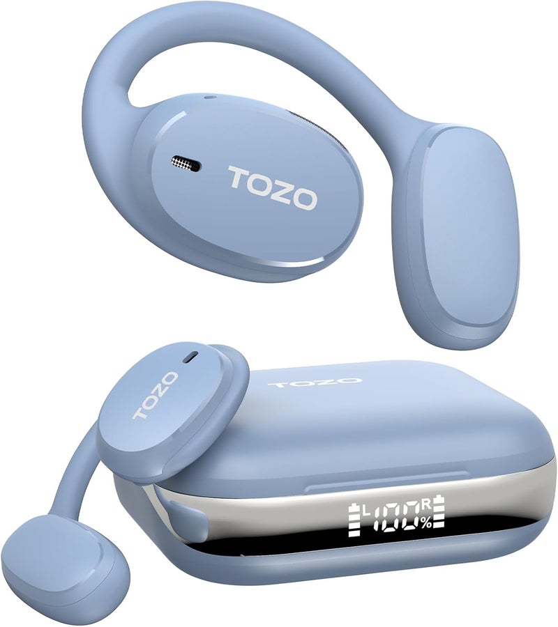 All usage compatible O2 True Open Ear Wireless Headphones Lightweight with Multi-Angle Adjustment, Bluetooth 5.3 Earbuds with Dual-Axis Design for Long-Lasting Comfort, Crystal-Clear Calls for Driving, Blue Trendy natural assorted colors