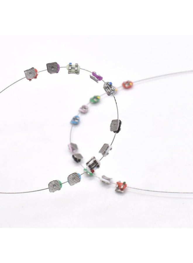 Temporary Tooth Decoration Blue Metal Wires Brackets Orthodontic Ligature Ties Dental Training Practice Props For Dental Students Teaching Learning Supplies Blue - Image 3