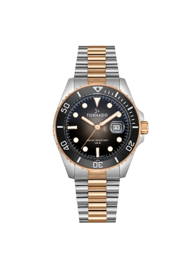 تورنيدو Tornado LUMINA ANALOG T22001-KBKB Men's Analog Display Watch & Stainless Steel Strap Two Tone Rose Gold