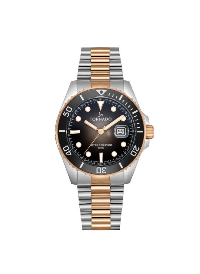 TORNADO Tornado LUMINA ANALOG T22001-KBKB Men's Analog Display Watch & Stainless Steel Strap Two Tone Rose Gold  - Image 1