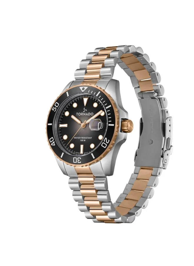 تورنيدو Tornado LUMINA ANALOG T22001-KBKB Men's Analog Display Watch & Stainless Steel Strap Two Tone Rose Gold