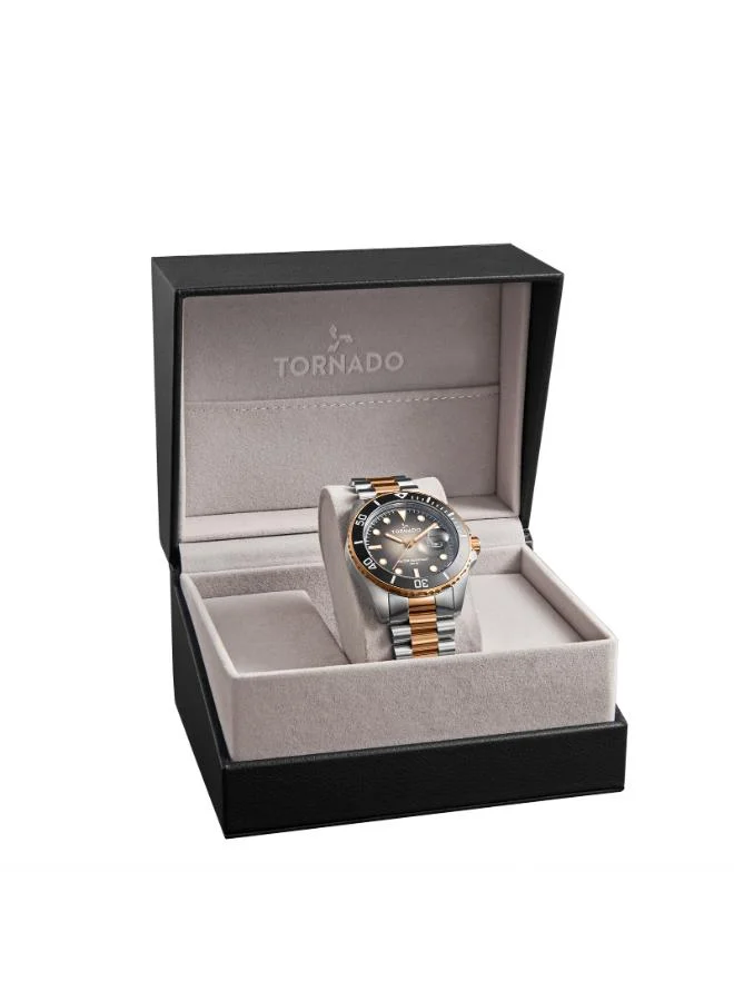 TORNADO Tornado LUMINA ANALOG T22001-KBKB Men's Analog Display Watch & Stainless Steel Strap Two Tone Rose Gold