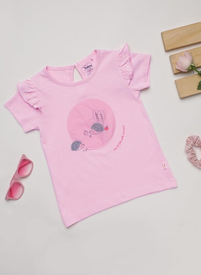 Milou Cotton Short Sleeve Printed Solid Tshirt - Pink - Image 2
