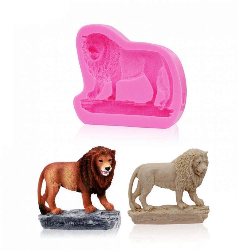 1pc 3D Animal Beast Lion Silicone Mold for DIY Cupcake Cake Topper Decoration Soap Mould Fondant Mold Chocolate Candy Ice Cube Gum Paste Crystal Pudding Desserts Handmade Ice Cream Jelly Shots