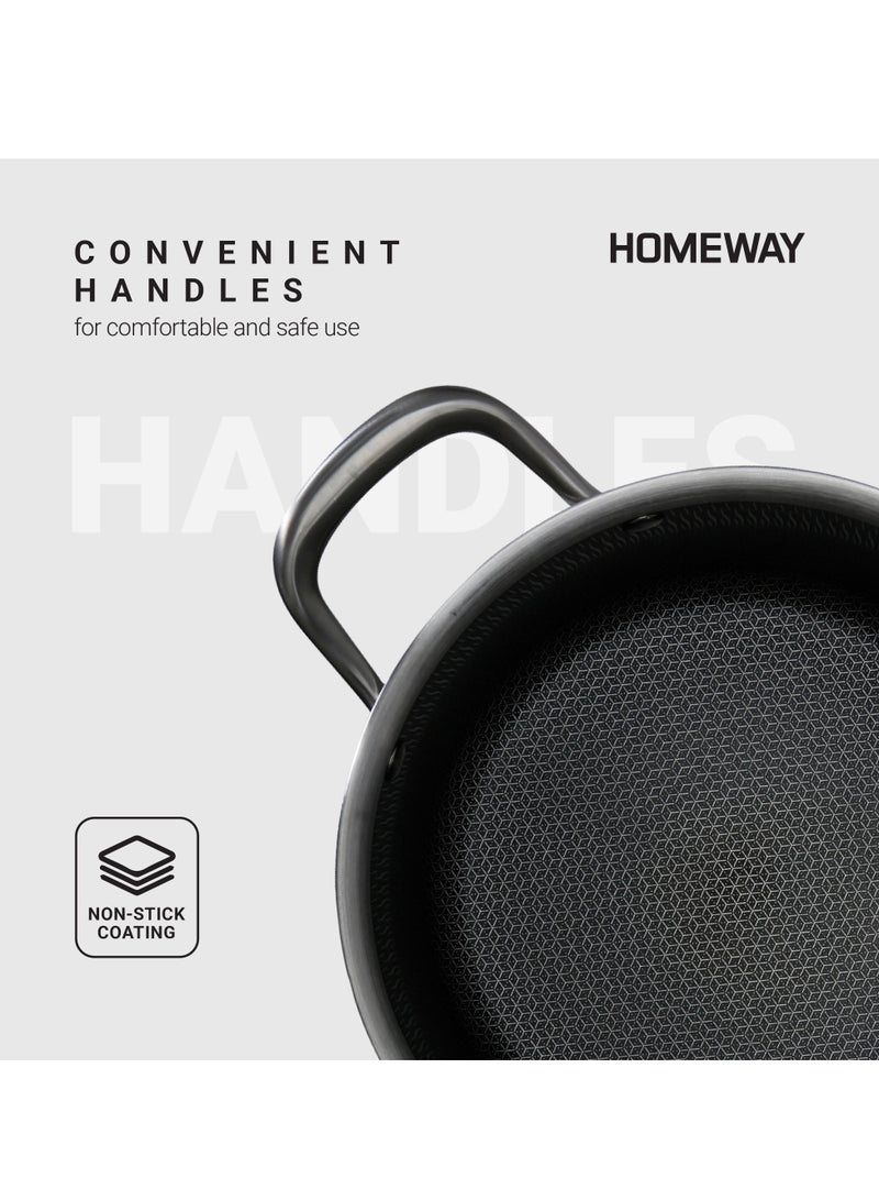 Homeway 28CM Stainless Steel Honeycomb Casserole with Lid – Nonstick, Induction & Gas Compatible With Super Durable&Highly Scratch Resistent - Image 3