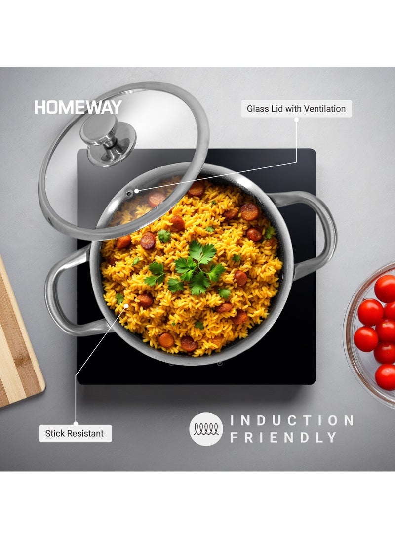 Homeway 28CM Stainless Steel Honeycomb Casserole with Lid – Nonstick, Induction & Gas Compatible With Super Durable&Highly Scratch Resistent - Image 4