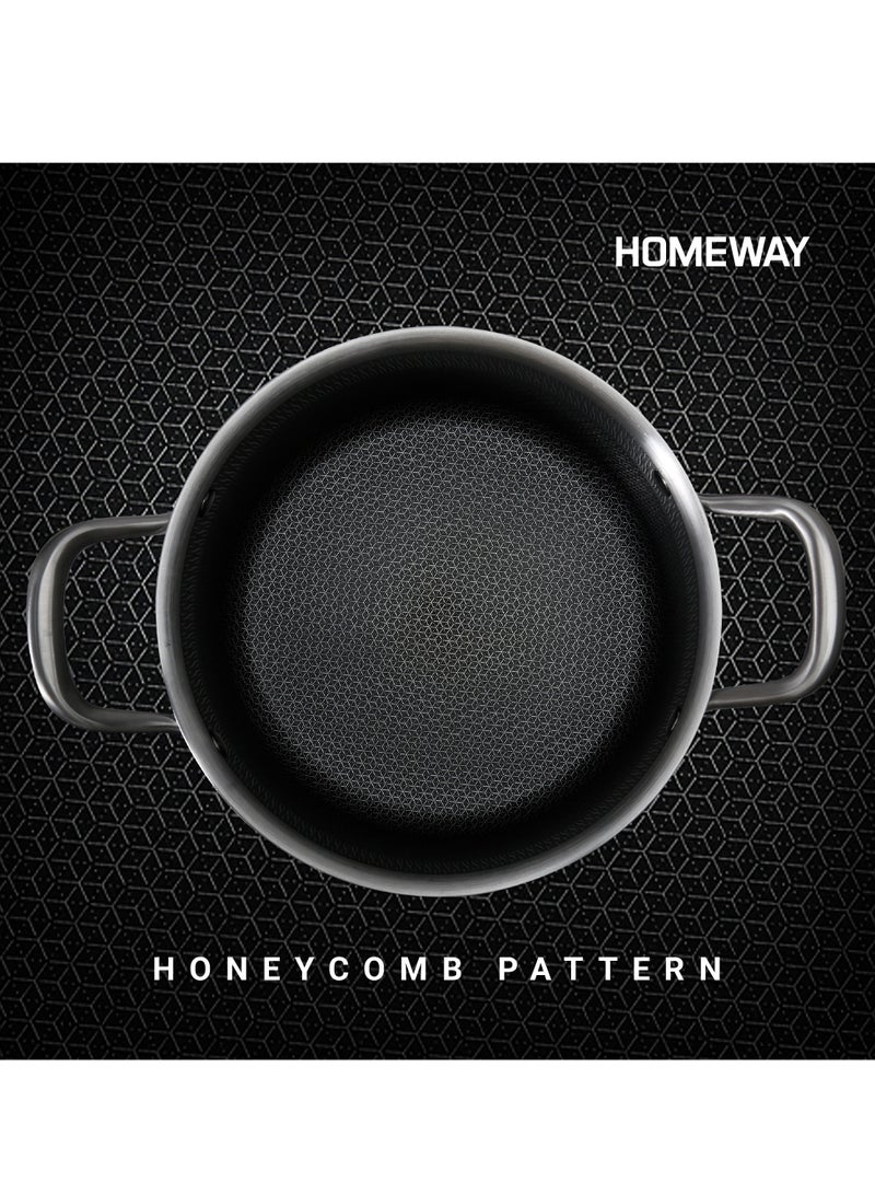 Homeway 28CM Stainless Steel Honeycomb Casserole with Lid – Nonstick, Induction & Gas Compatible With Super Durable&Highly Scratch Resistent - Image 2