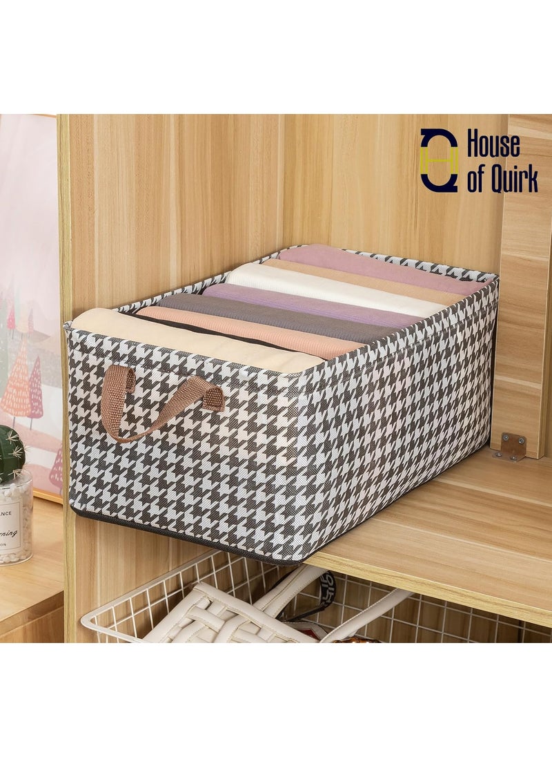 HOUSE OF QUIRK House of Quirk 1Pcs Store Wardrobe Organizer For Clothes With Metal Fram Foldable Storage Box, Clothing Storage Boxes For Pants, Shirt, Sweaters, Jeans, Socks (Houndsooth) Black  - Image 2