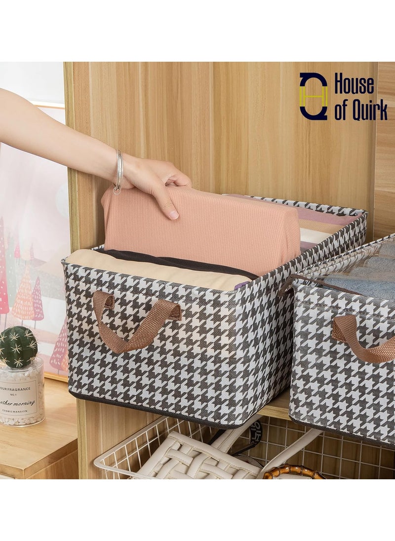 HOUSE OF QUIRK House of Quirk 1Pcs Store Wardrobe Organizer For Clothes With Metal Fram Foldable Storage Box, Clothing Storage Boxes For Pants, Shirt, Sweaters, Jeans, Socks (Houndsooth) Black  - Image 5