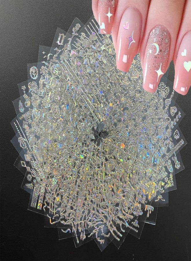MAYCREATE® 30 Sheets Aurora Nail Art Stickers Decals Holographic Moon Star Self-Adhesive Design for DIY Acrylic Nails Decoration Accessories Women Girls 60PCS - Image 3